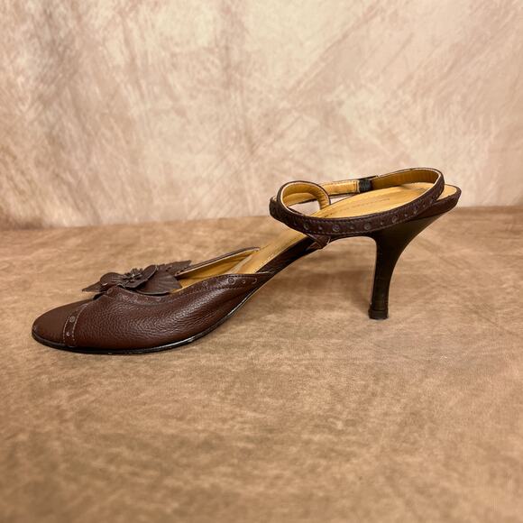 Vintage Y2K Banana Republic Strappy Kitten Heel Floral Open Toe Shoes Euro Indie - Picture 7 of 10